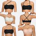 OEAK Womens Strapless Bras Jelly Push Up Bandeau Bra Non Slip Wireless Supportive Padded Bras Seamless Comfortable Tube Bra (Pink, M)