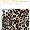 Loheckle for iPhone 14 Pro Max Case with Stand- Compatible with MagSafe Women Girls Cute Girly Aesthetic Unique Design Soft TPU Magnetic Ring Phone Cover for Apple 14 Promax, Leopard