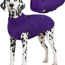 Kuoser Large Dog Coat, Windproof Dog Jackets for Large Dogs, Warm Pet Coat with Harness Built in, Doggie Cold Weather Coats Snow Jacket for Labrador Beagle, Purple XXL (XXL (Chest Girth: 35.4''))