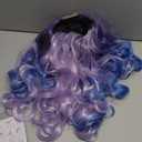 Tseses Blue Purple Long Curly Wigs for Women Ombre Purple Wave Synthetic Natural Soft Hair Funny Wigs for Cosplay Party