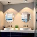 Bathroom Mirrors for Over Sink, Round Frameless Mirrors for Wall, 23.5x27.5 Inch Beveled Bathroom Mirror, Bathroom Vanity Circle Mirror for Bedroom Living Room Entryway Home Decor