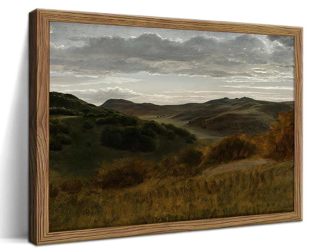 3 x Framed Mountain Canvas Wall Art, Vintage Landscape Paintings Print, Modern Farmhouse Landscape Wall Decor, Countryside Retro Pictures Decor for Living Room Bedroom – 16x24 inch