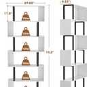 Gadroad 6 Tier Geometric Bookcase,S Shaped Bookshelf, Wood Decorative Storage Shelving, Modern Freestanding Display Shelves, Tall Book Shelf Unit for Living Room Bedroom, White
