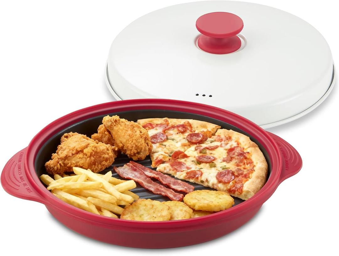 Microwave Grill Pan with Lid Multi-Use Griddle & Crisper Tray for Browning, Grilling, and Crisping Meat, Sandwiches & Vegetables Microwave Safe Cookware for Fast, Even Cooking