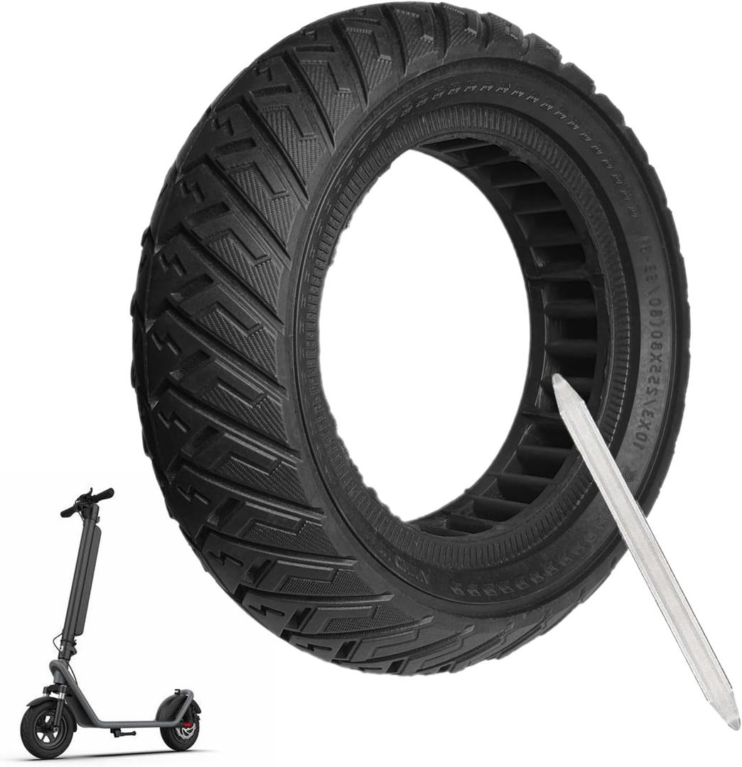 10x3 Solid Tire, 80/65-6 255x80 Tires Replacement, 10 inch Scooter Tubeless Solid Tire, for Varla Eagle One/Yume y10/Zero 10x/Nanrobot D4 D6 Electric Scooter (1 Pack)