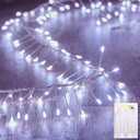 Fairy Lights Battery Operated, 10Feet 120LEDs Firecracker String Lights Waterproof Silver Wire Starry Firefly Light for DIY Wreath Home Wedding Indoor Outdoor Christmas Decorations, Pure White