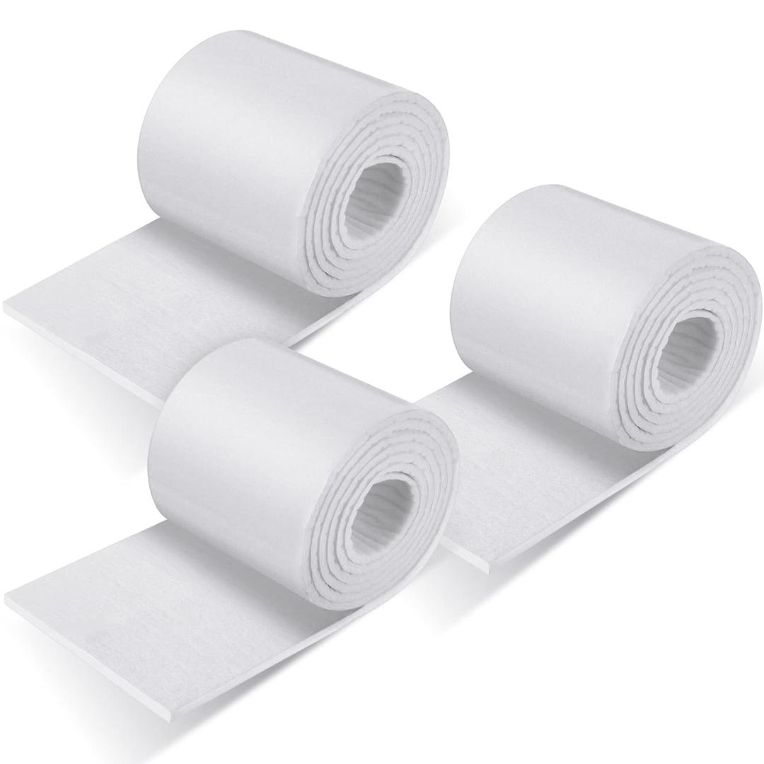 3 Rolls 1/4" x 6" x 2.5 Yard Adhesive Felt Sheet Padding, Self Adhesive Felt Roll for Foot, White Comfort Padding Cushion for Pressure Relief Foot Support for Furniture Protection Splint Lining