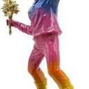 Banksy-Inspired Flower Thrower Sculpture Large 15.75 Gradient Resin Statue with Gold Bouquet, Modern Street Art Home Decor Figurine, Colorful Collectible Gift for Art Lovers