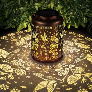 Birthday Gifts for Women Mom Grandma Solar Lantern Outdoor Waterproof, Gardening Gifts for Women, Hummingbird Rose Garden Decor Hanging Solar Lights Yard Decorations Outdoor, Backyard, Patio