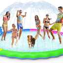 VISTOP Non-Slip Splash Pad for Kids and Dog, Thicken Sprinkler Pool Summer Outdoor Water Toys - Fun Backyard Fountain Play Mat for Baby Girls Boys Children or Pet Dog (117 Inch, Red&Yellow&Green&Blue)