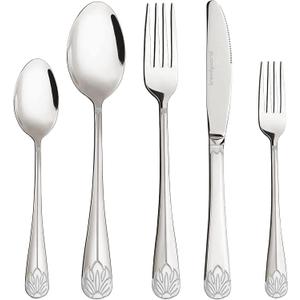 Silverware Set Limited Edition  30 Piece Family Dinnerware Set  Flatware Set for 6  Silver Tableware Set  Spoons, Knives, Teaspoons, Forks, Salad Forks