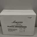 Liacere 350PCS Gold Plastic Plates-Disposable White and Gold Plates 50guest Baroque Plastic Dinnerware include 100Plates, 50Pack Pre Rolled Napkins with Silverware 50Cups for Wedding&Christmas