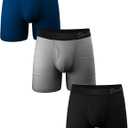 Shinesty Mens Boxer Briefs, Supportive Ball Hammock® Mens Underwear with Pouch and Fly for Balls, Mens Sexy Underwear, Super Soft, Breathable and Moisture Wicking, 3 Pack X-Large Black Grey Navy