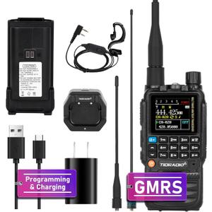 TIDRADIO TD-H3 GMRS Radio Handheld Long Range,Multi-Band Receiving Two-Way Radio,USB-C Programming & Charging,2500mAh Battery,AM/FM Reception,NOAA VOX SCAN,Walkie Talkie with Earpiece & 771 Antenna