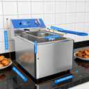 TOPKITCH 8L Professional Electric Fryer, 1800 W Commercial Electric Fryer Made of Stainless Steel with Basket, Temperature Control 80-200 °C, Fast Heating for Restaurant and Home