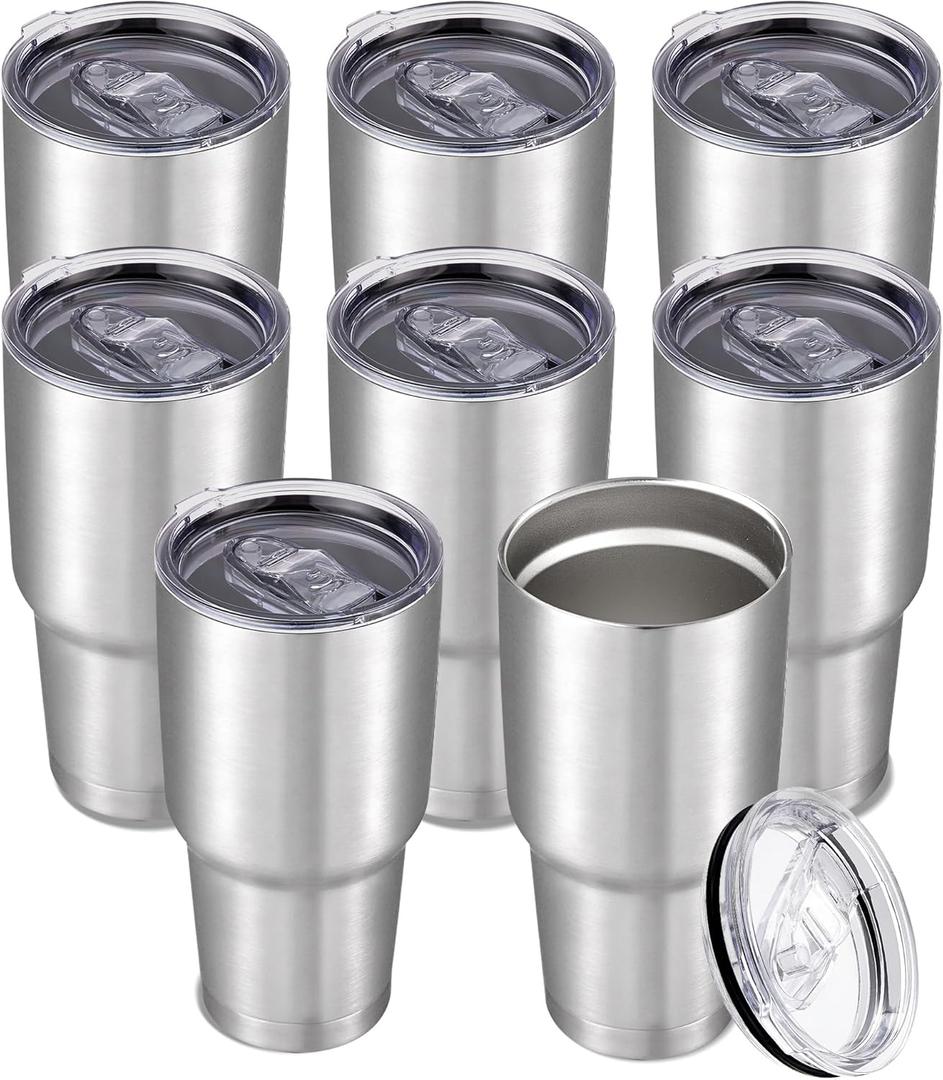 Cool Yoleb 30 oz Tumbler with Lid Stainless Steel Tumblers Bulk Vacuum Insulated Cup Reusable Powder Coated Travel Mug Double Wall Leak Proof Cups Keep Cold Drinks for 12 Hours Stainless, Set of 12