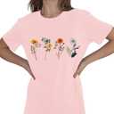 Cat Shirts for Women Flower Tee Shirts Dandelion T Shirt Vintage Floral Tee Tops Women Graphic Tees (M)
