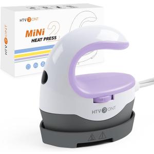 HTVRONT Heat Press Mini Heat Press Machine, Small Heat Press Portable Iron Press Machine for T Shirts, Hats, Heating Transfer Projects (Lavender Purple) (EXP 12/01/26)