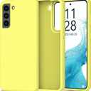 bemal for Samsung Galaxy S21 Case - Smooth Silky Liquid Silicone - Slim Fit Soft Microfiber Lining - Designed for Women and Girls - Shockproof Protective Phone Cover 6.2"- Bright Yellow