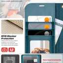 OCASE for iPhone 17 Pro Detachable Wallet Case with Card Holder, 2 in 1 PU Leather Flip Folio with RFID Blocking Stand Wrist Strap Shockproof Phone Cover 6.3 Inch 2025, Peacock Blue
