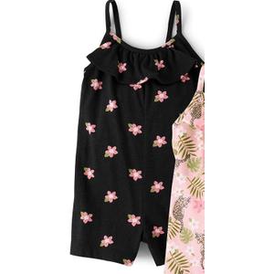 The Children's Place,and Toddler Girls Sleeveless Fashion Romper,Leopard Jungle_Light Plum | Tiger Flower_Black_Deco Shell,2T