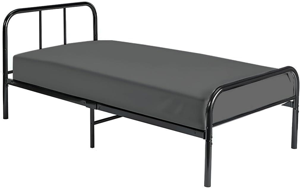 Cot Fitted Sheet 25 x 75, 100% Egyptian Cotton, 1 PC Cot Size Bottom Sheet Only, Perfect for Narrow Twin, Camp Bunk, Army Cots, Trifold Mattress, Camping Cot, Guest Bed Replacement(Dark Grey)