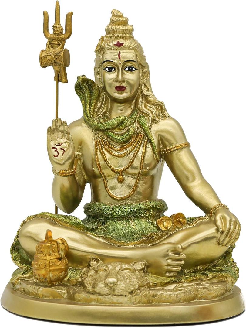 alikiki Hindu God Lord Shiva Statue - Indian Idol Shiva Figurine Murti Home Office Temple Mandir Diwali Pooja Items Yoga Meditation Room Altar Shrine Spiritual Prayer Kit Buddha Decor