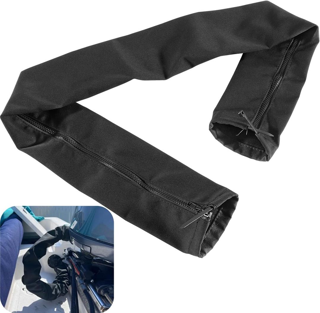 48'' Long Black Zippered Rigging Sleeve, ZRS-1-DP Casing, Trolling Motor Cable Organizer Sleeve