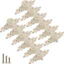 12 Pack Euro Rose Decorative Cabinet Knobs with Plate,4" Floral Ivory Drawer Knobs Vintage Kitchen Zinc Alloy Flower Drawer Pulls Handle for Dresser Vanity Cupboard Wardrobe (12 Pack, 4.0")