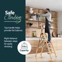WOA WOA 5 Step Ladder, Ladders for Home, Anti-Slip Pedals, Aluminum Step Stool Foldable, Lightweight to Move, Ease of Storage, Reach 10ft for Closet Kitchen Library, Hold 300lbs - Wood Grain
