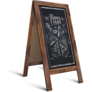 A Frame Chalkboard by HBCY Creations: 40x20 Solid Wood A-Frame Sign Rustic Brown Double-Sided Magnetic Board, Chalkboard Menu Board, for Restaurants, Cafés, Weddings - Heavy Duty Hinges