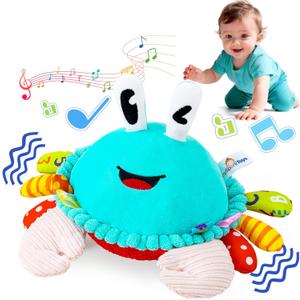 Baby Toys 12-18 Months, Musical Crawling Crab Baby Plush Toy, 50 Songs & Recording Feature, Dancing Bouncing Interactive Baby Sensory Toddler Toys 6-12 Months, Tummy Time Toys Easter Basket Stuffers