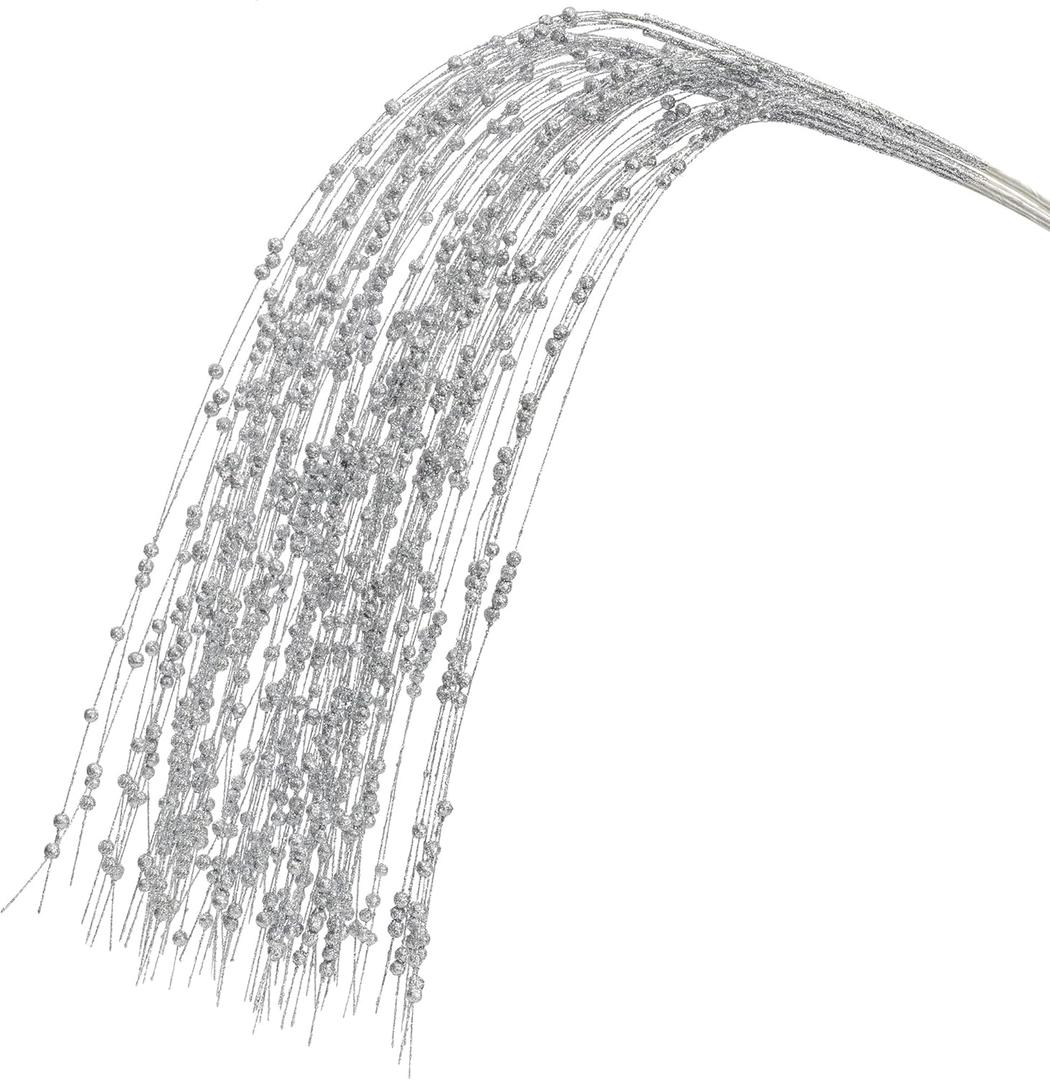 KI Store 8pcs Silver Weeping Glitter Berry Christmas Tree Picks Spray for Christmas Tree Decor Floral Displays