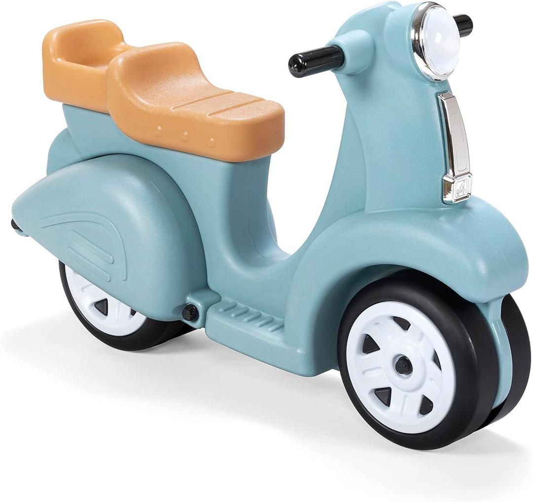 Step2 Ride Along Scooter Kids Push Car, Foot Powered Ride On Toy, Practice Balance with 4 Wheels, Made of Durable Plastic, Max Weight 40 lbs., For Toddlers 1.5-4 Years Old, Aqua (Child)