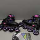 2PM SPORTS Vinal Girls Adjustable Flashing Inline Skates, All Wheels Light Up, Fun Illuminating Skates for Kids Men Adult Women and Boys, Medium - Big Kid 1-4 US