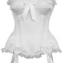 Top Drawer White Satin Steel Boned Burlesque Corset 2XL