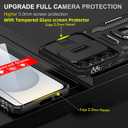 for Samsung Galaxy S25 Case with 1 Screen Protector,Built-in Slide Camera Cover+Kickstand Ring for S25 Phone Case Shockproof Anti-Scratch Military-Grade Drop Heavy Duty Protection Black