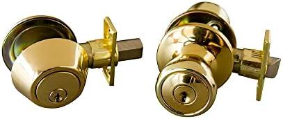 Design House 728329 Terrace 6-Way Universal Entry Door Knob and Single Cylinder Deadbolt Polished Brass