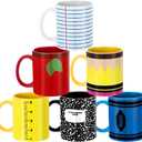 6 Pcs Christmas Teacher Appreciation Gift Bulk 11 oz Coffee Mugs Set Ceramic Coffee Mug with Handles for Christmas Thanksgiving Gifts Pencil Notebook Design for Kindergarten Preschool Primary Teacher