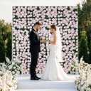 Artificial Flower Wall Backdrop 12-Pack 16"* 24" Pink and White Rose Artificial Floral Panels Spring Wedding Home Valentine's Day Photography Event Party Decoration