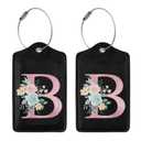 2 Pcs Letter B Luggage Tags for Suitcase, Unique Letters Tag, Travel Gifts for Privacy Cover ID Label with Stainless Steel Loop and Address Card