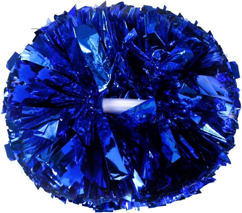 Lovecheer 2PCS/6PCS Metallic Pom Poms Cheerleading with Baton Handle Cheer Pompoms for Kids Adults Team Sports Spirit Party Cheering (Blue)