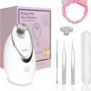 Kingsmile Facial Steamer, 3 in 1 Face Steamer for Facial,Compact NanoSteamer with Aromatherapy,Face Humidifier - Adjustable Nozzle, Warm Mist Steamer for Home SPA, Stainless Steel Skin Kit & Headband