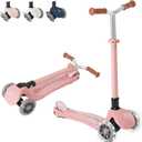 MomnLittle Toddler Scooter for Kids Ages 3-10, 3-Wheel Foldable Kick Scooter, LED Light-Up Wheels, Lean-to-Steer Design, 4-Height Adjustable Handlebar for Boys and Girls