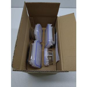 Box with Amazon Basics Leak-Proof Glass Locking Lids Food Storage Containers, 4 Pcs