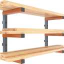 BORA 3-Level Wood Storage Rack, Wall-Mounted Hanging Shelf for Lumber, Garage Wall Storage, Space Saver for Workshop, Heavy Duty 300 lb Capacity, Metal Wood Rack System - PBR-0310, Orange/Black