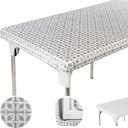 Table Cover Silver Patterned Elastic on The Corner for Folding Table 6 ft 30 x 72 inch Waterproof Elastic Edge Fitted Stay Put Table Cloth for Travel Christmas Picnics Parties Outdoor