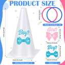 Leitee 16 Pcs Gender Reveal Party Boy or Girl Ring Toss Game Include 2 Plastic Cones 12 Pink Blue Toss Rings and 2 Gender Stickers for Guests Baby Shower Party Supplies