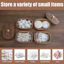 Acacia Wood Qtip Holder Bathroom Jars with Lids, Double-Layer Canisters for Cotton Ball/Round/Pads, Floss Pick Storage, Jars for Bathroom Countertop/Vanity Organizer, Home Decor