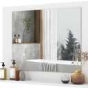 LOKO Bathroom Mirror with Shelf, 23.5" x 17.5" Rectangle Vanity Mirror with Exquisite Frame, Expansion Screws, Wall Mounted Horizontal Hanging Mirror for Entryway, Living Room (White)